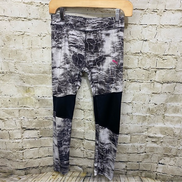 Puma Black Gray Colorblock Lightning Leggings - Picture 1 of 4